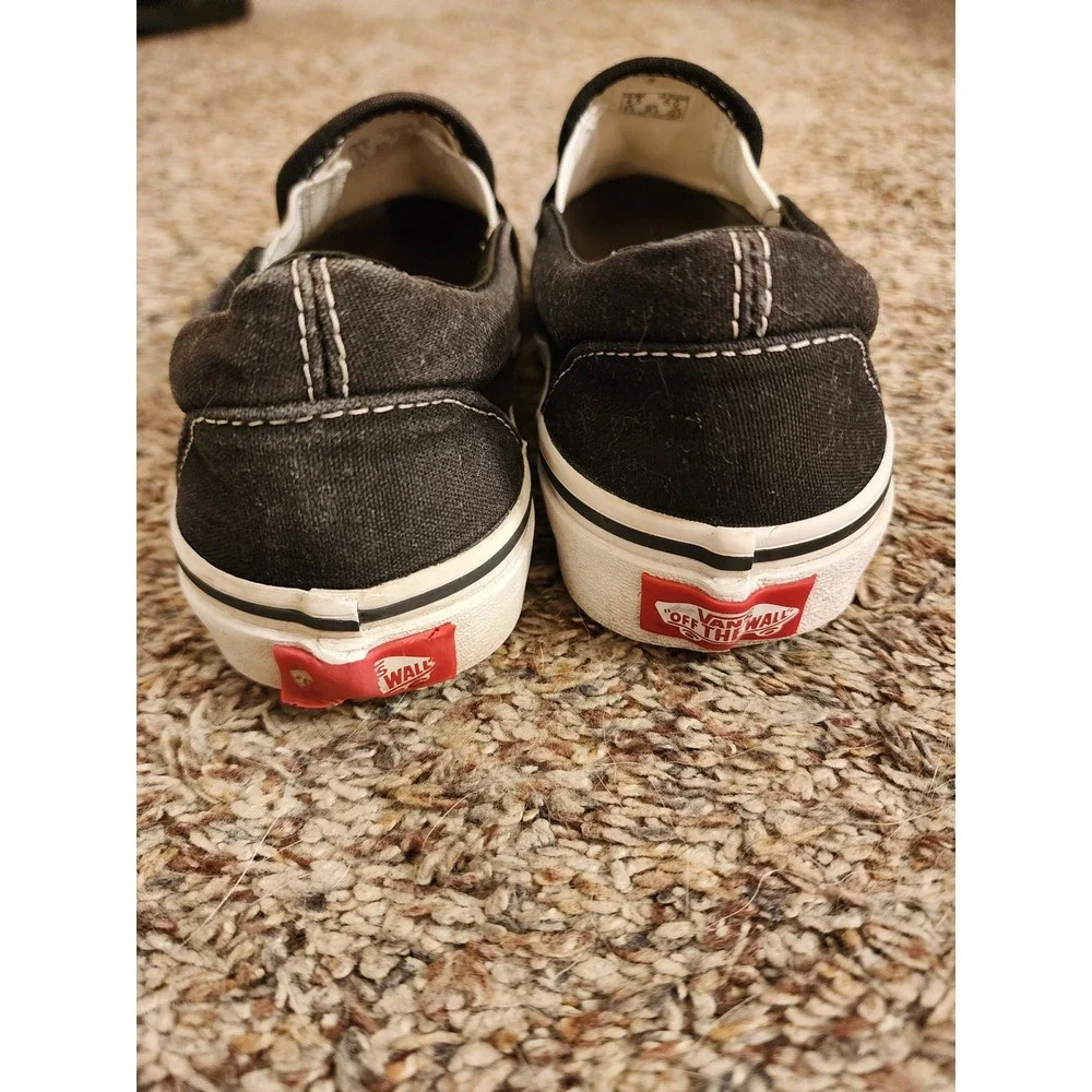 Vans Classic Slip On Black White Canvas Sneakers Men 4.5 Women 6 721565